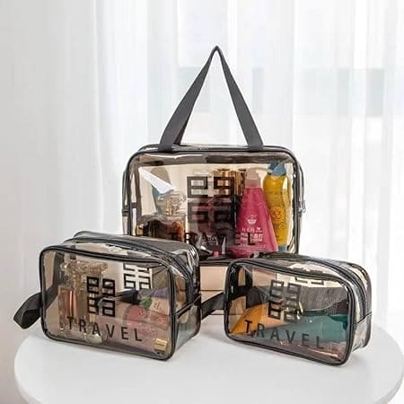 Set Of 3 Dream Travel Pouch, Transparent Oriented Makeup Bag, Carry Travel Zippered Pouch Bag, Waterproof, Portable Travel Cosmetics Pouch, Multifunctional PVC Zip Toiletry Carry Pouch Set Of 3 Dream Travel Pouch, Transparent Oriented Makeup Bag, Carry Travel Zippered Pouch Bag, Waterproof, Portable Travel Cosmetics Pouch, Multifunctional PVC Zip Toiletry Carry Pouch